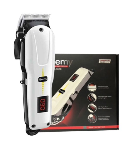 Geemy GM-6008 Professional Cordless Rechargeable Hair Clipper – 2000mAh Battery & LCD Display
