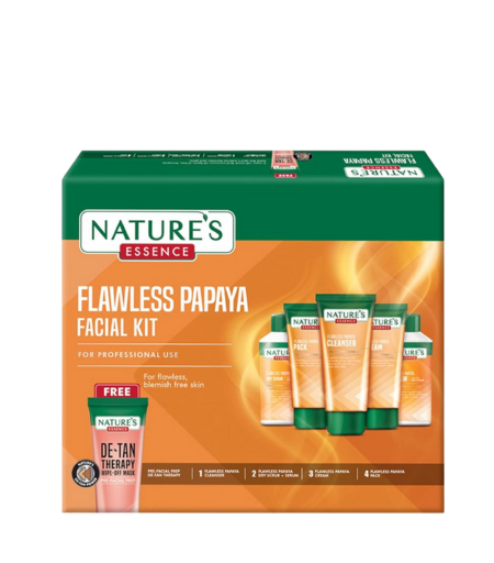 Nature's Essence Flawless Papaya Facial Kit with Papaya Extract for Glowing Skin