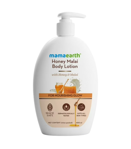 Mamaearth Honey Malai Body Lotion with Honey & Malai for Nourishing Glow 400ml
