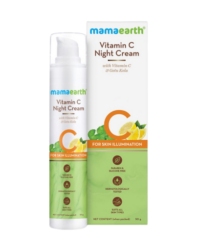 Mamaearth Vitamin C Night Cream 50g with Gotu Kola – Brightening & Hydrating Night Cream Sri Lanka