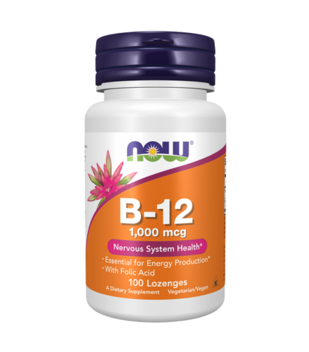Now Vitamin B-12 1,000mg Chewables with Folic Acid – 100 Capsules Supplement in Sri Lanka