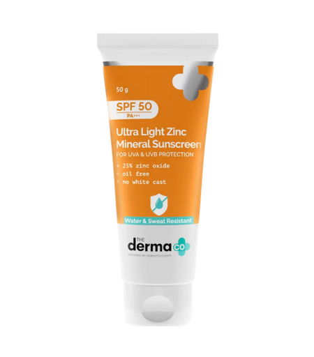 The Derma Co Ultra Light Zinc Mineral Sunscreen With SPF 50 PA+++ 50g