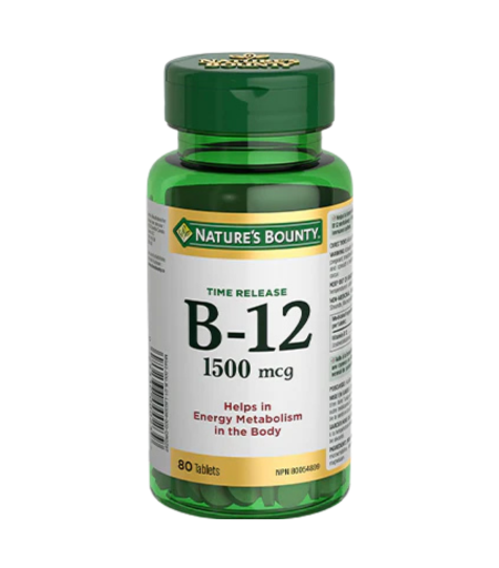 Nature's Bounty Time Release B-12 1500mcg 80 Capsules 