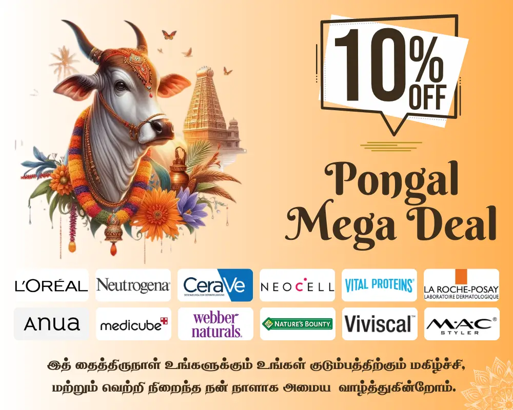 Pongal Mega Deal 10% Off on branded personal care and skincare products in Sri Lanka at Watsans.lk