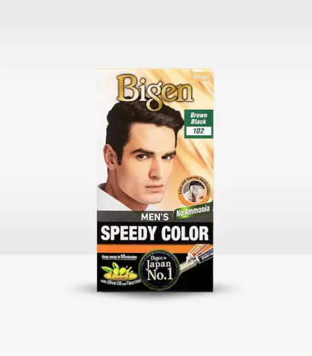 Bigen Men's Speedy Hair Color 102 Brown Black – Non-drip Ammonia-Free Hair Dye