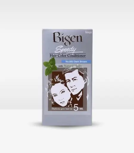 Bigen Speedy Hair Color Conditioner 883 Dark Brown – Box and Contents