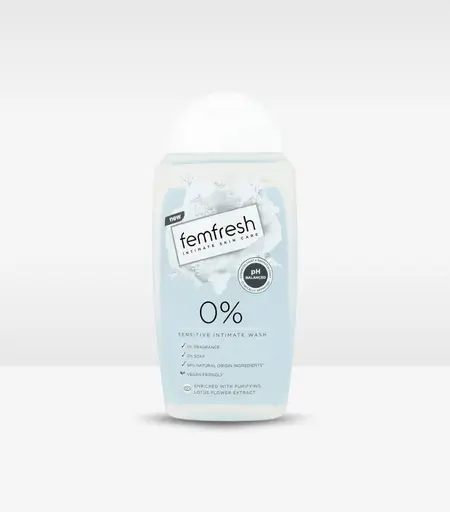 Femfresh 0% Sensitive Intimate Wash 250ml – Soap-Free Daily Cleanser for Sensitive Skin