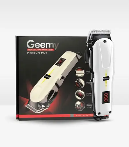 Geemy GM-6008 Professional Cordless Rechargeable Hair Clipper – 2000mAh Battery & LCD Display
