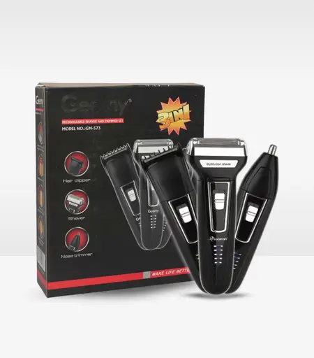 Geemy 3 In 1 Grooming Kit Electric Shaver, Ear Nose Beard Hair Trimmer and Rechargeable Electric Razor GM-573
