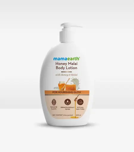 Mamaearth Honey Malai Body Lotion with Honey & Malai for Nourishing Glow 400ml