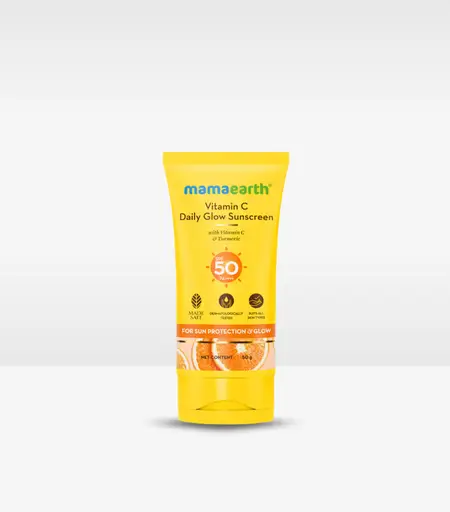 Mamaearth Vitamin C Daily Glow Sunscreen with Vitamin C & Turmeric for Sun Protection & Glow 50g