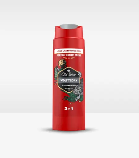 Old Spice Wolf Thorn Shower Gel 400ml bottle with wolf design