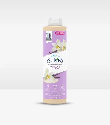 St.Ives Vanilla and Oat Milk Body Wash 650ml - Nourishing and Moisturizing Bath Gel