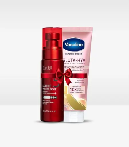 Vaseline Gluta-Hya Dewy Radiance Lotion and The Elf Nano White Dose Serum – Skin Brightening Duo
