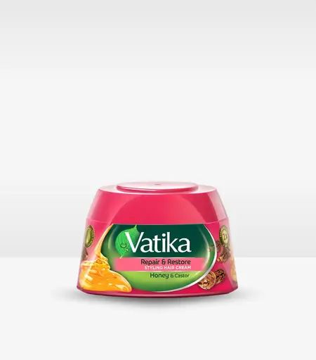 Vatika Naturals Repair And Restore Styling Hair Cream with Honey and Castor 140ml - Hair Repair Cream for Damaged Hair