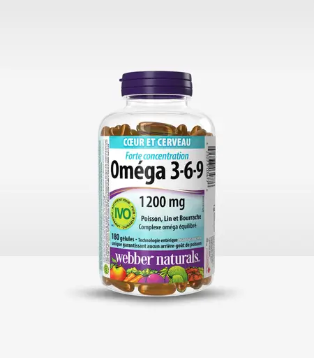 Webber Naturals High Potency Omega-3-6-9 1200mg 180 Softgels 