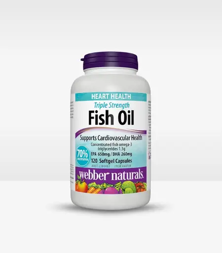 Webber Naturals Omega -3 Fish Oil 1000mg 120 Softgels