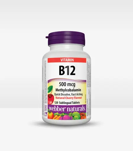 Webber Naturals Vitamin B12 500 mcg Methylcobalamin, 120 Sublingual Tablets 
