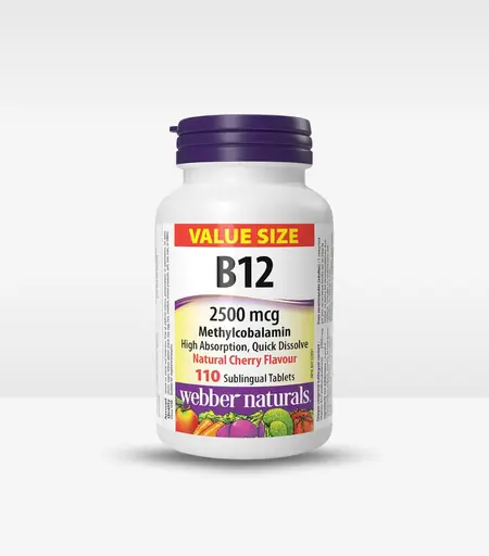 Webber Naturals Vitamin B12 2500 mcg Methylcobalamin, 110 Sublingual Tablets