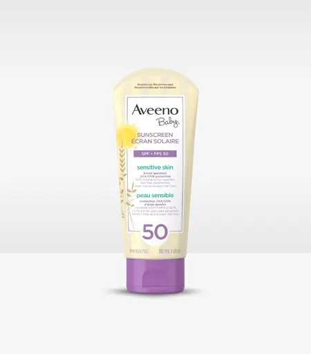 Aveeno Baby Sensitive Skin Zinc Oxide Sunscreen Lotion with SPF 50 88ml