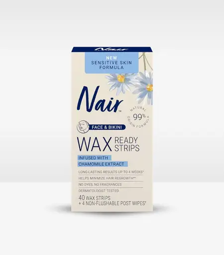 Nair Sensitive Hair Remover Wax Ready Strips (Face & Bikini) 40 Pcs