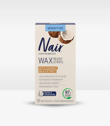 Nair Sensitive Hair Remover Wax Ready Strips (Bikini & Underarm) 32 Pcs