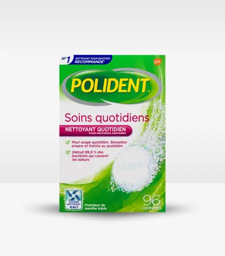 Polident Daily Care Denture Cleanser Tablets Triple Mint Fresh 96 Tablets