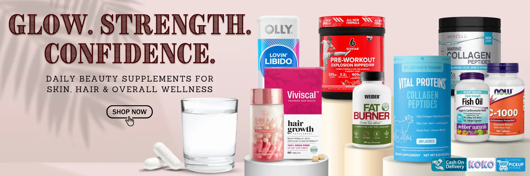 Daily beauty supplements for skin, hair and overall wellness in Sri Lanka – collagen, glutathione, vitamins and hair growth supplements available at Watsans.lk