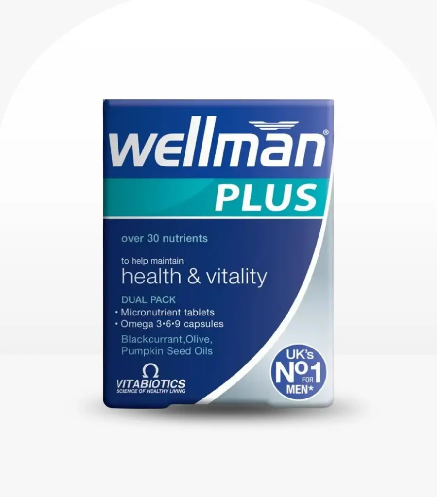 Wellman Plus Omega 3 6 9 Over 30 Nutrients 56 Tablets pack shot image