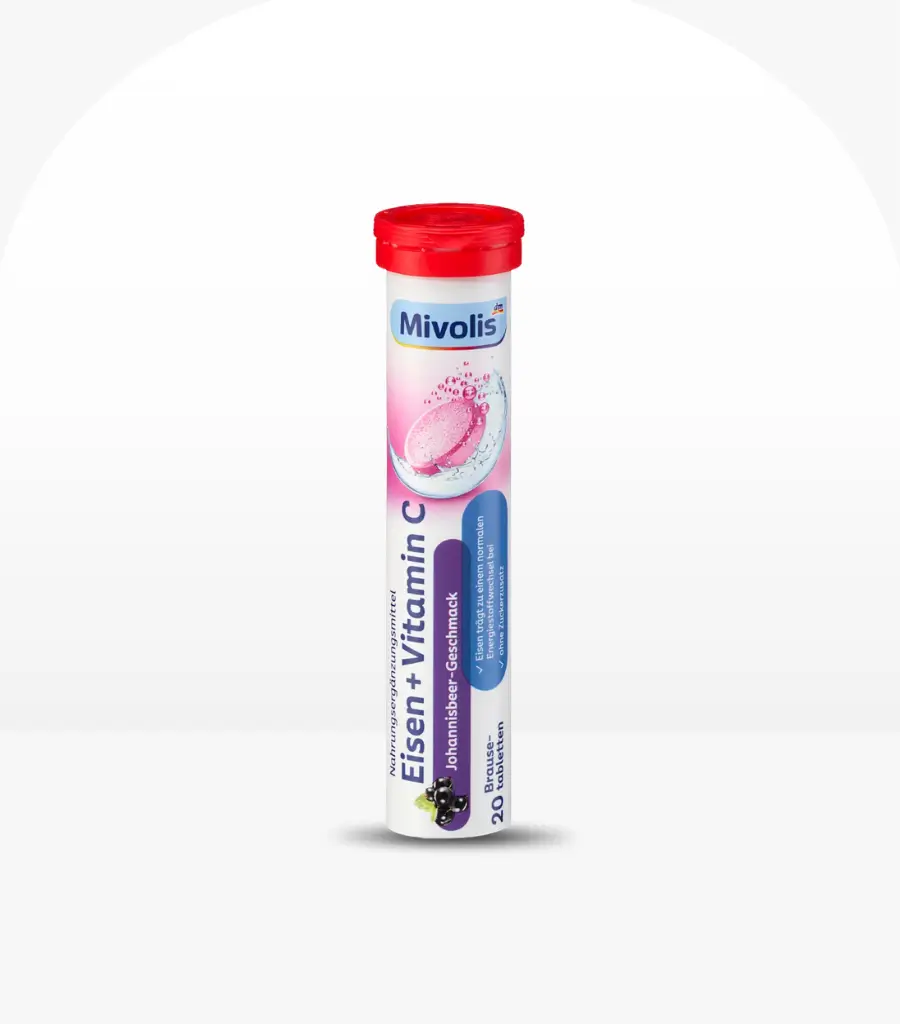Mivolis Eisen+Vitamin C Brausetabletten-Johannisbeeren - 20 Tablets