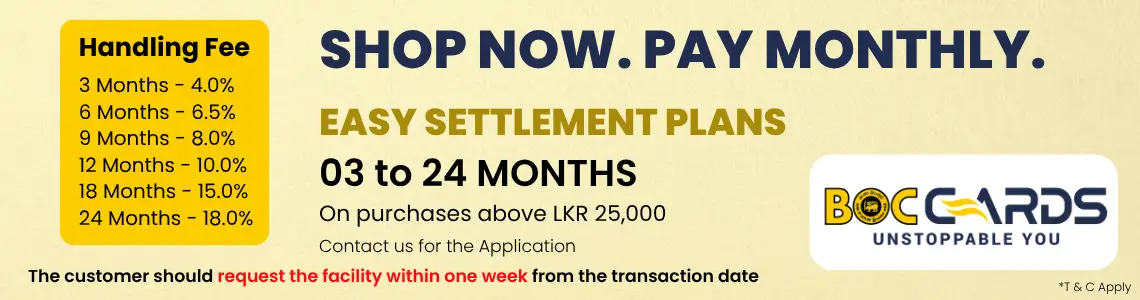BOC Bank easy settlement plans for Watsans.lk purchases from 3 to 24 months